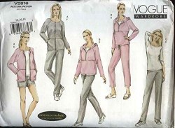 2816 VOGUE LEISURE ZIP (HOOD) JACKET, BOTTOMS, TOP PATTERN 3 SIZES 8-24 CHOICE uncut